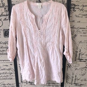 St Tropez West Pink 100% Linen Tunic sz Large